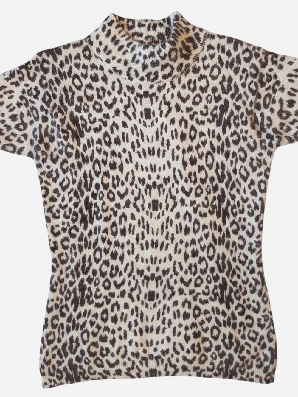 1990s leopard print mock neck sweater